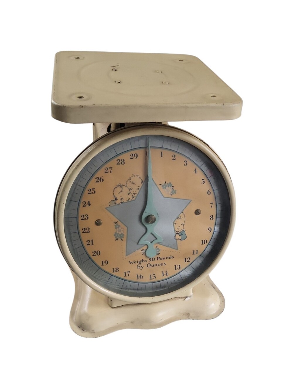 Vintage Shabby Chic Baby 30 Lb Metal Scale - Picture 2 of 10
